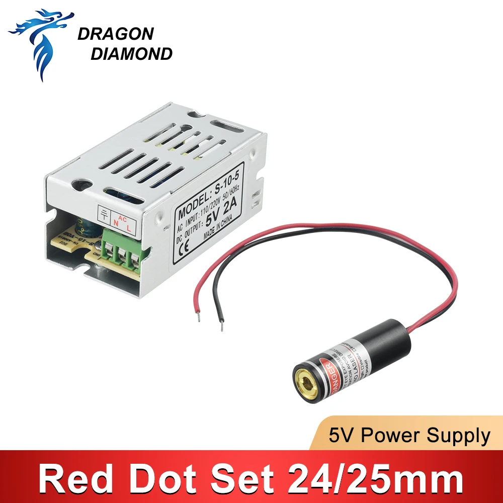 Diode Module Red Dot Set Positioning DC 5V 2A 24mm 25mm Base for DIY Co2 Laser Engraving Cutting Head