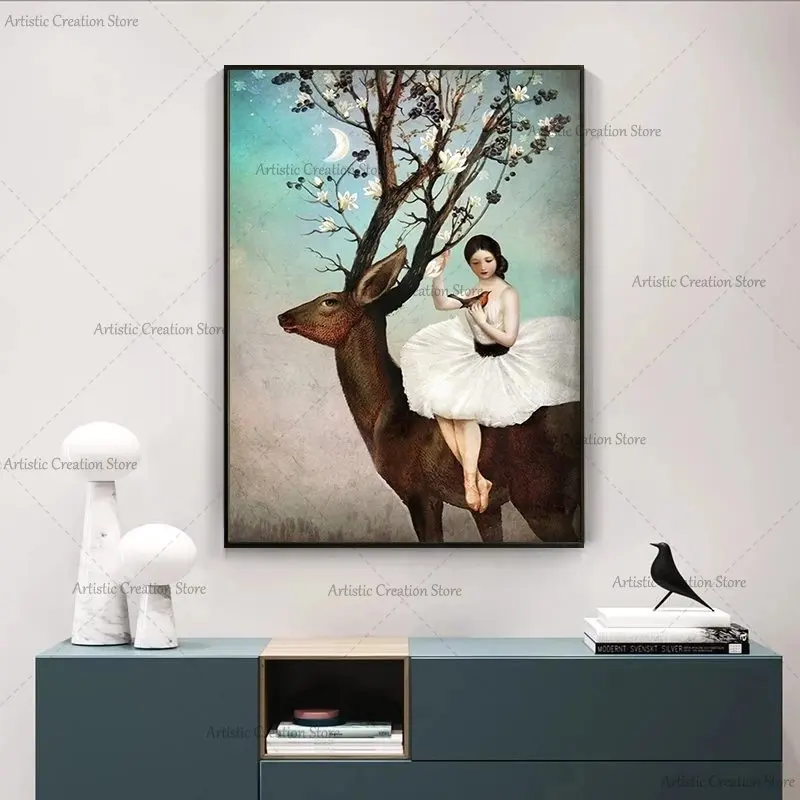 Surreal Art Canvas Painting Posters Austrian Painter Christian Schloe Roaming Wall Pictures for Living Room Wall Art Home Decor