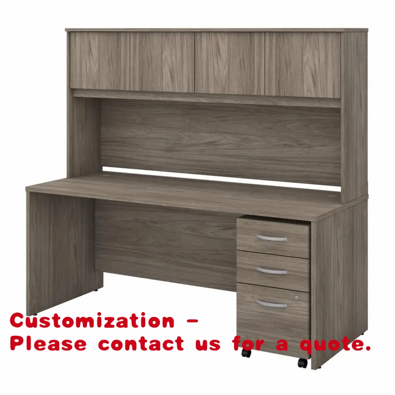 

Customize.Wood Office Desk with Hutch and Mobile File Cabinet