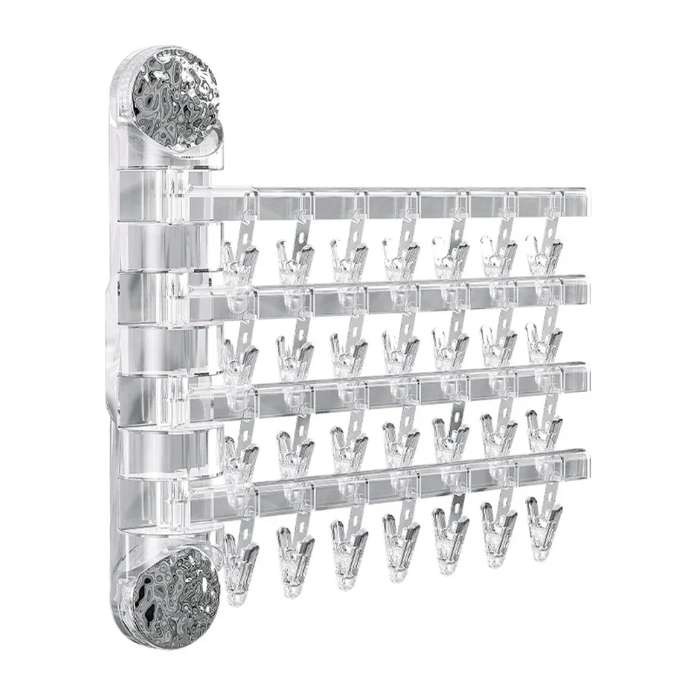 

Suction Cup Hangers Drying Clip Rack Foldable Clip Hangers 4-Rod Rotatable Laundry Drying Rack Hanger Sock Clips For Socks Bras