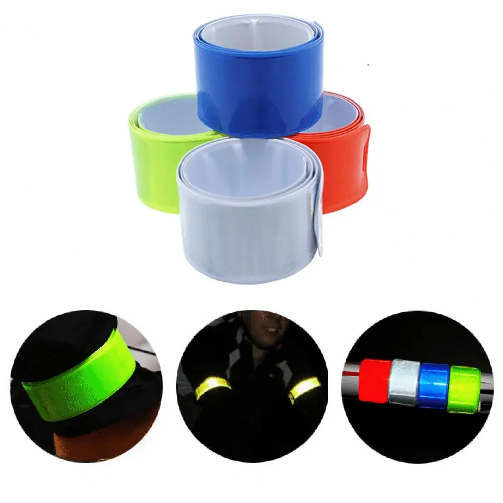 4Pcs Reflective Band High Visibility Reflect Straps Wrist Arm Ankle Leg Snap Band Night Walking Running Reflective Warning Strip