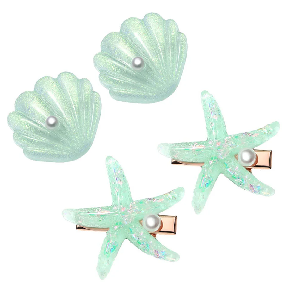 4 Pcs Halloween Accessories Shell Starfish Hair Clip Girl Clips for Girls Resin Plastic Hairpins