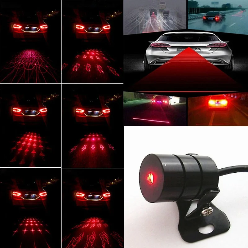 

car Auto LED Laser Fog Light Vehicle Anti-Collision Taillight Brake Warning Lamp Car Parking Brake Light Tail Warning Bulb