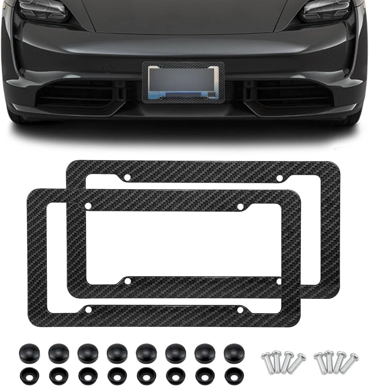 1/2pcs Universal 30*15CM License Plate Frame Carbon Pattern Plastic License Plate Frame Bracket with Standard Screw Kits