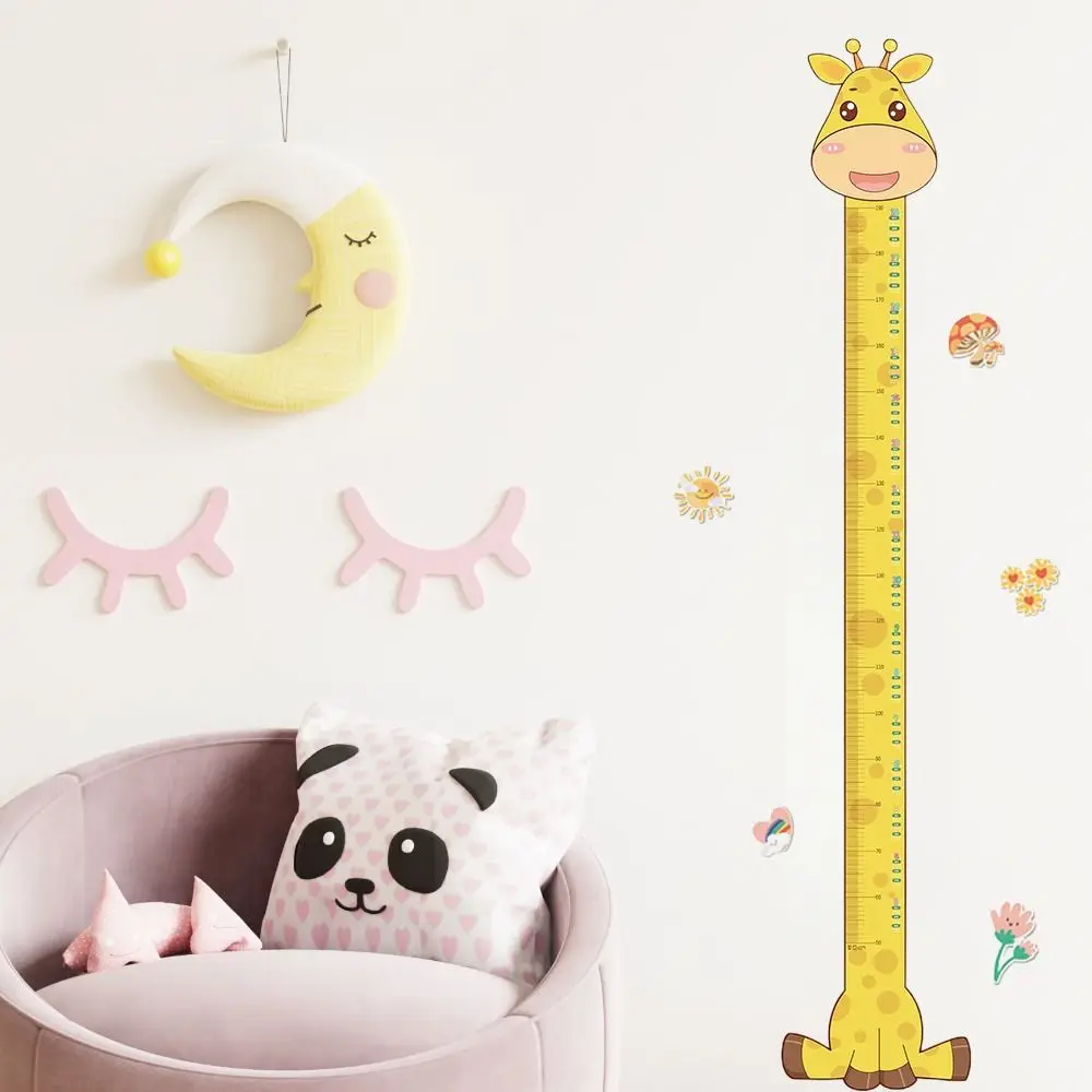 Growth Chart Giraffe Height Sticker Waterproof Animal Height Measuring Ruler Stickers Cartoon Removable Wall Decals