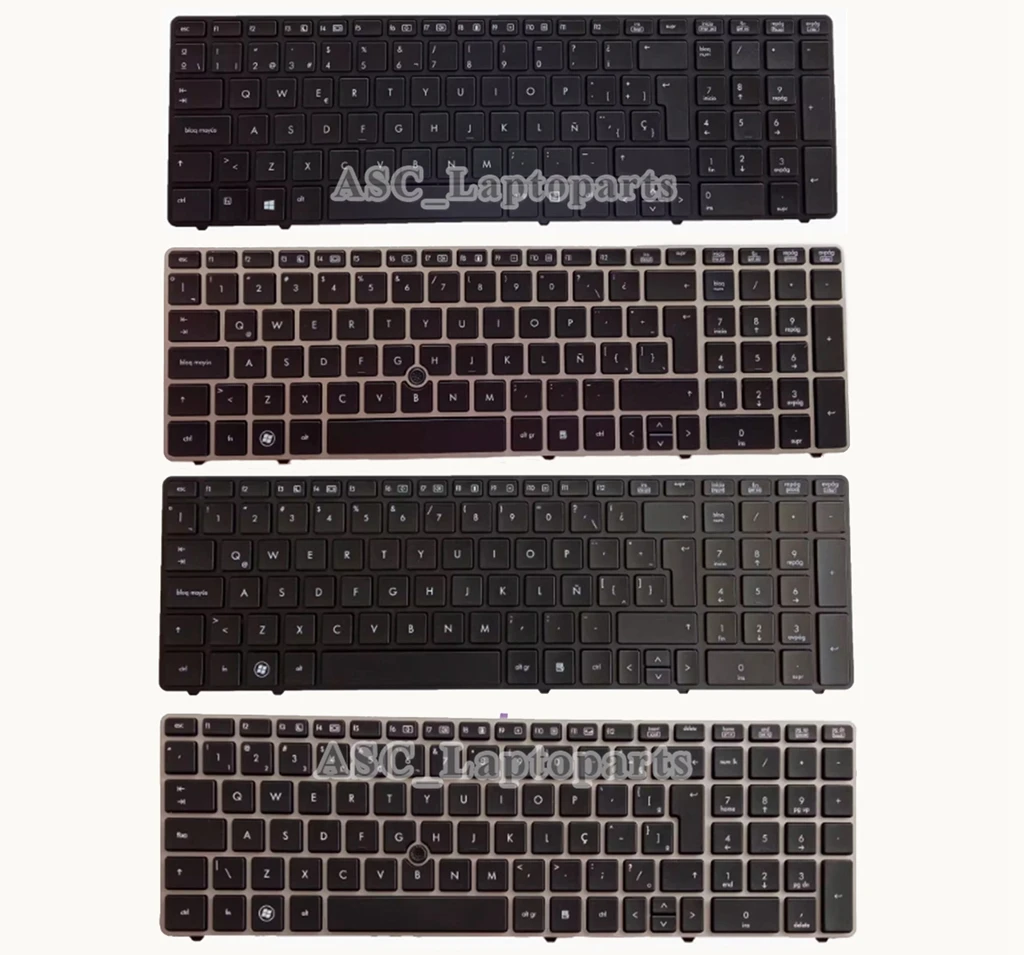 New Brazil Latin Spanish UI Keyboard for HP Probook 6560B 6565B 6570B 6575B 8570P 8560P Silver / Black Frame Black , Pointer