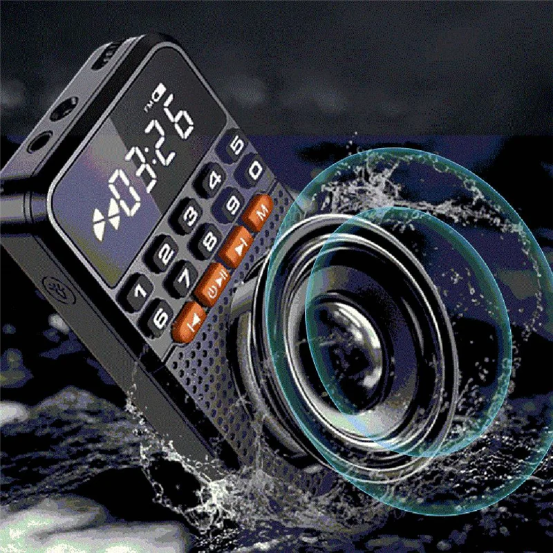 Excellent-Rolton FM Mini Radio Receiver Bluetooth Speaker TF Card Music Player With LED Flashlight