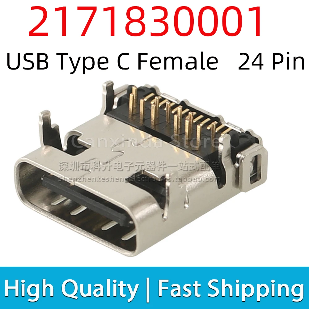 5pcs 2171830001 USB Type C 24 Pin 24P Female Socket Connector Jack USB Type-C DIP 24 Transmission Top Mount Hybrid Solder