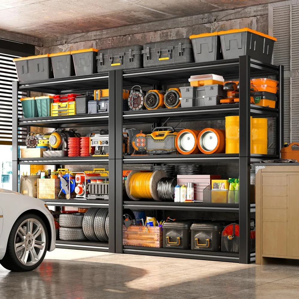 رفوف جراج 40 بوصة، أرفف تخزين شديدة التحمل تحميل 2500 رطل، رفوف معدنية قابلة للتعديل من 5 طبقات، أرفف جراج للمستودعات #3