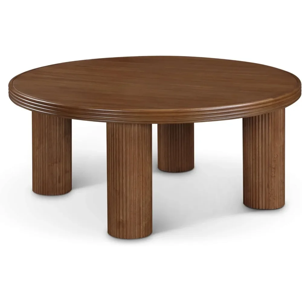 

Mid-Century Modern Coffee Table With Rich Dark Brown Finish, Solid Wood, 36" W X 36" D X 15" H|