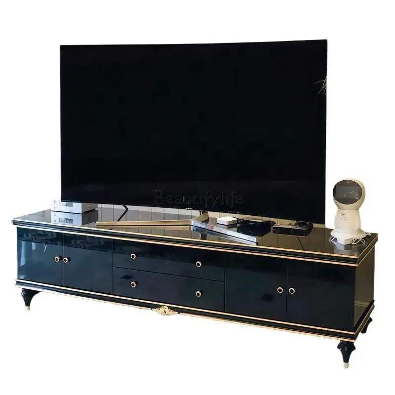 

Light luxury American TV cabinet living room solid wood high-end postmodern walnut TV cabinet