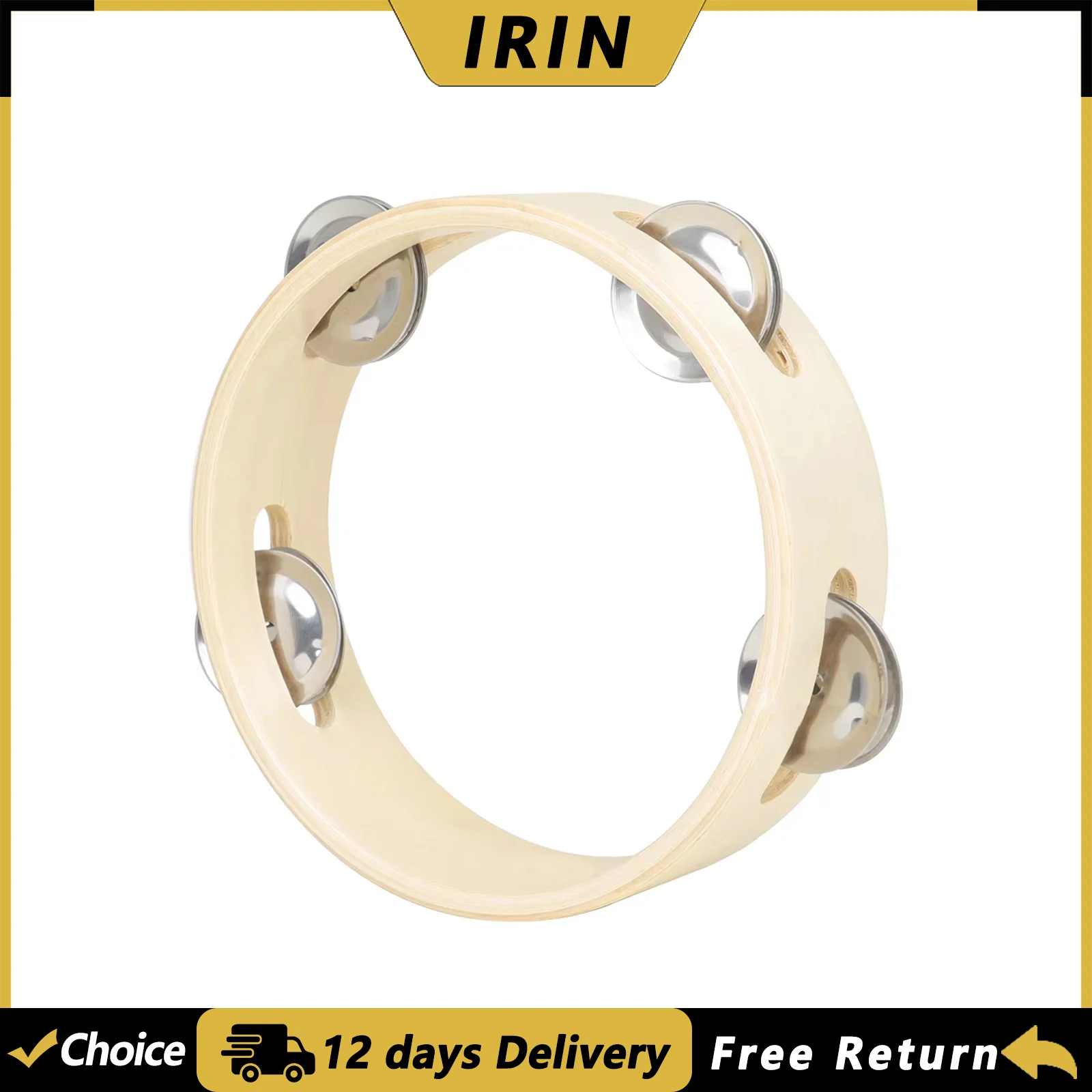 IRIN 6 Inch Orff Hand Rattle Ring Single Row Ring Children's Puzzle Early Learning Musical Instruments Percussion Instrument