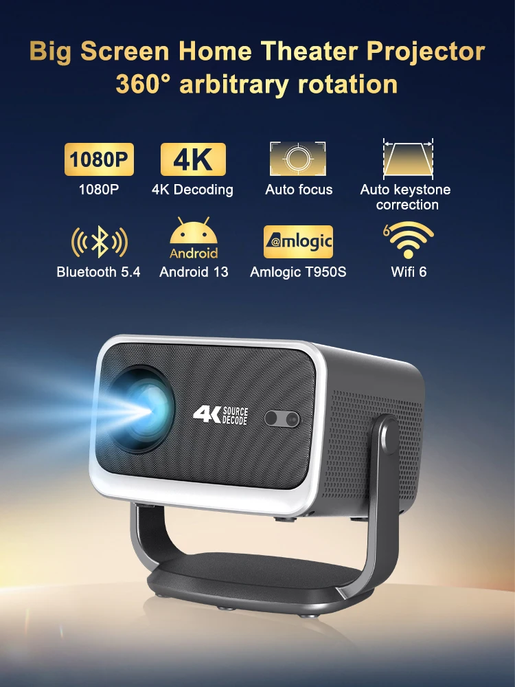 Original Smart Video Projector 500 Ansi Auto Focus 2GB+8GB Android