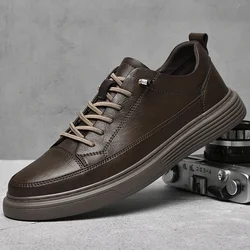 Zapatos informales clásicos de cuero genuino marrón, zapatos para correr para hombre, zapatos Oxford de piel cálida para invierno para hombre, mocasines de talla grande: 36-47