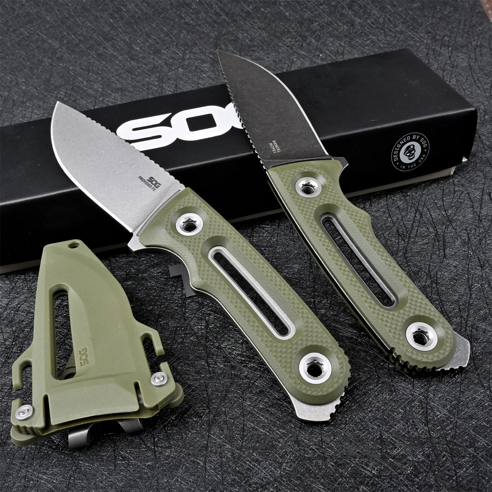 Outdoor Knife Tactical Portable Carry Camping Defensive Survival Knife Sharpened Washable Sheath Nylon Fiberglass + Steel Clip