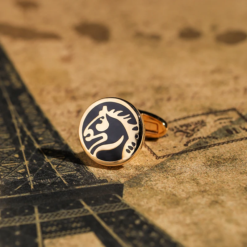 KFLK French shirt cufflinks for mens Brand Animal Cuff links Luxury Wedding Buttons Gold-color High Quality Horse guests