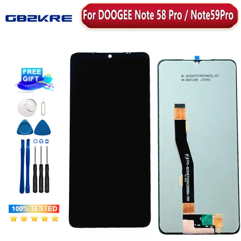 New Original Lcd Screen DOOGEE Note 58 / Note 58 Pro Touch Screen Accessories for DOOGEE Note 59 / Note 59 Pro Digitizer Assembl