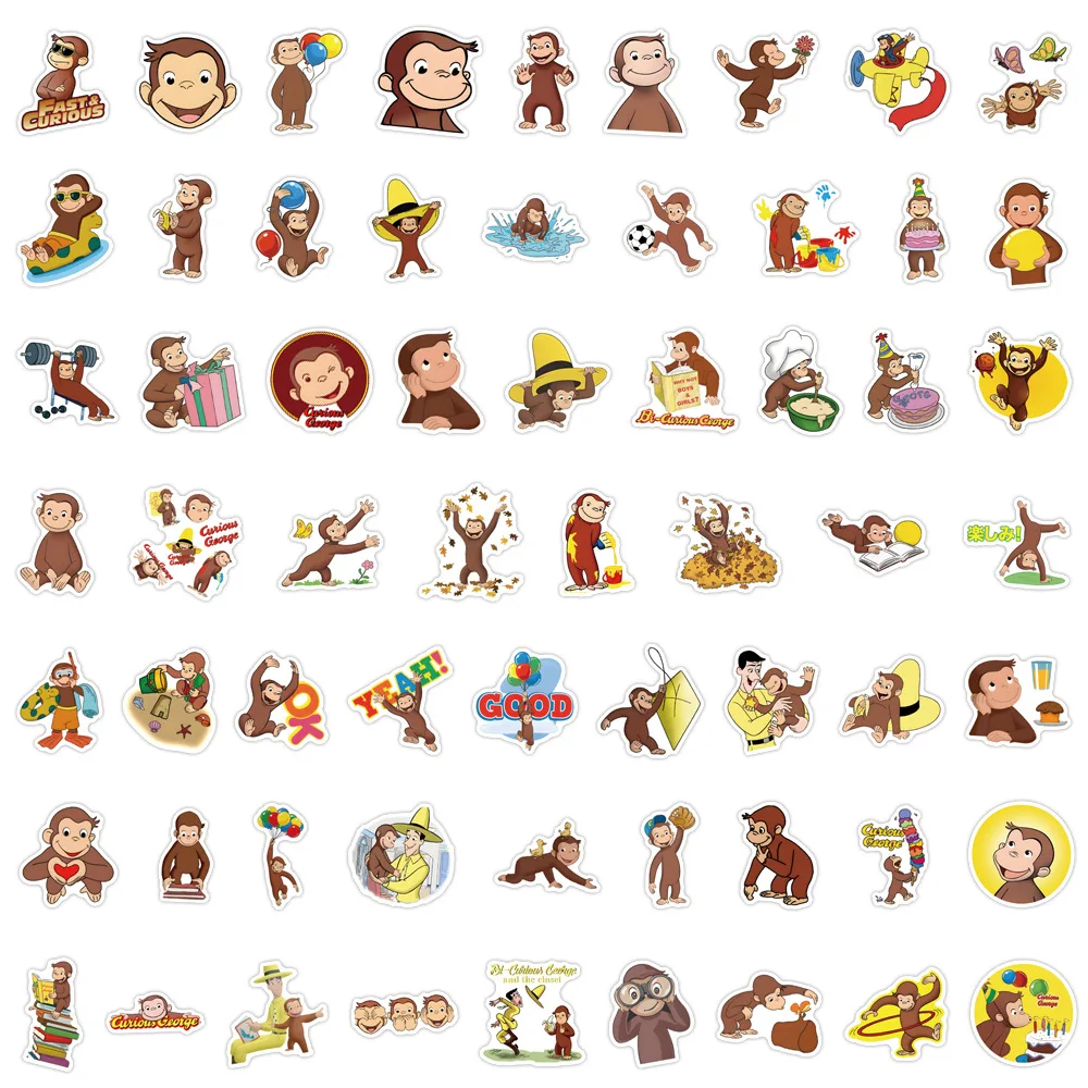 10/60 SZTUK Naklejek z Animowanego Filmu Dziwak George Śliczne Śmieszne Rysunki Wodoodporne Naklejki Zabawka dla Dzieci DIY Kubek na Wodę Pudełko na Ołówki Album do Wyklejania