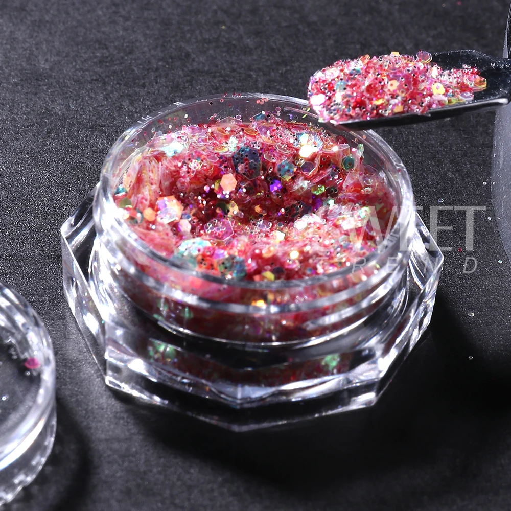 10 ألوان مزيج-مسدس مسمار بريق الترتر المجسم مكتنزة مسمار رقائق لتقوم بها بنفسك مسمار الفن زينة مانيكير شرائح اكسسوارات #3