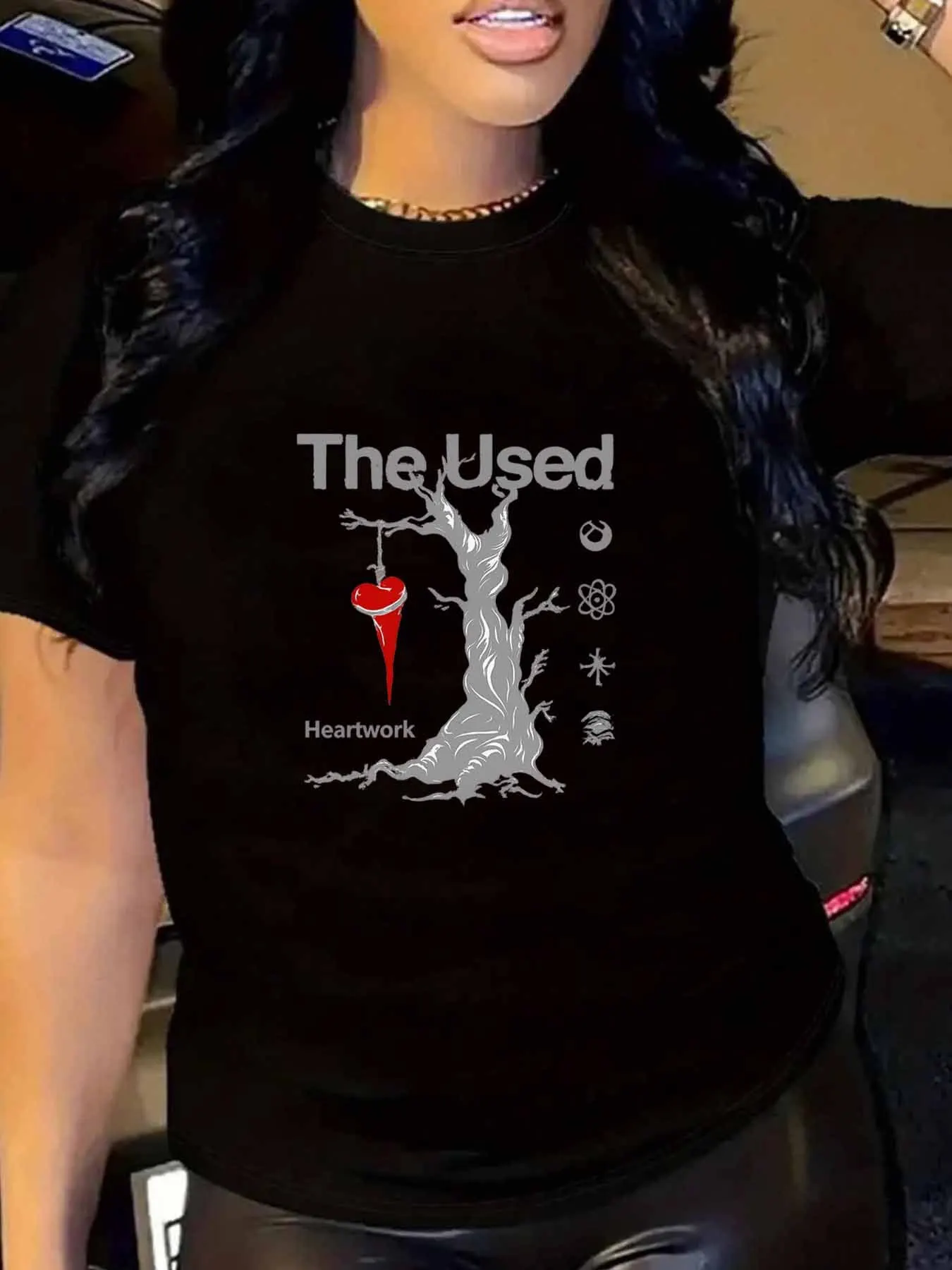 

【WY10151】Женская футболка больших размеров с круглым вырезом и короткими рукавами, эластичными полурукавами и модными принтами