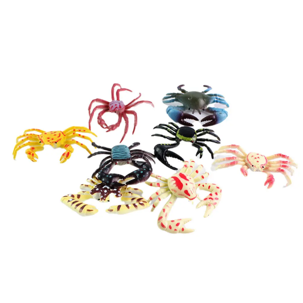 

8Pcs Crab Simulation Sea Animal Plastic Educational Set for Kids Marine Animal Learning Decoration Gift Sea Crab Model