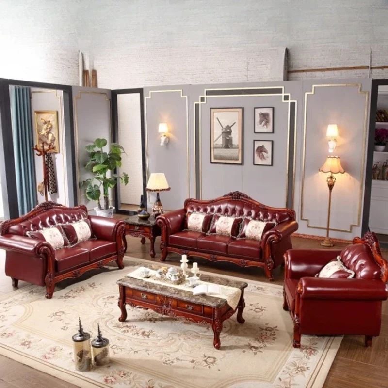 

Nordic Europe Living Room Sofa Genuine Leather Solid Wood Living Room Sofa Modern Bedroom Puff Trendy Divano Trendy Furniture