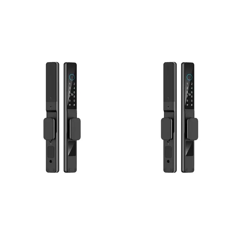 

2X Tuya Wifi App Водонепроницаемый умный алюминиевый дверной замок с двойным крючком, замок для раздвижных дверей с отпечатком пальца и паролем A