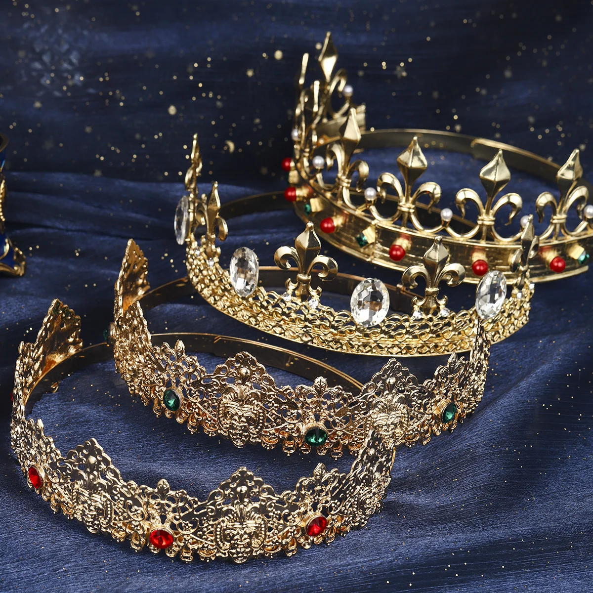 Fashion Alloy Luxury Rhinestone Men's Crown Vintage Style Exquisite Headdress Hair Accessories Festive Wedding Tiara image 2