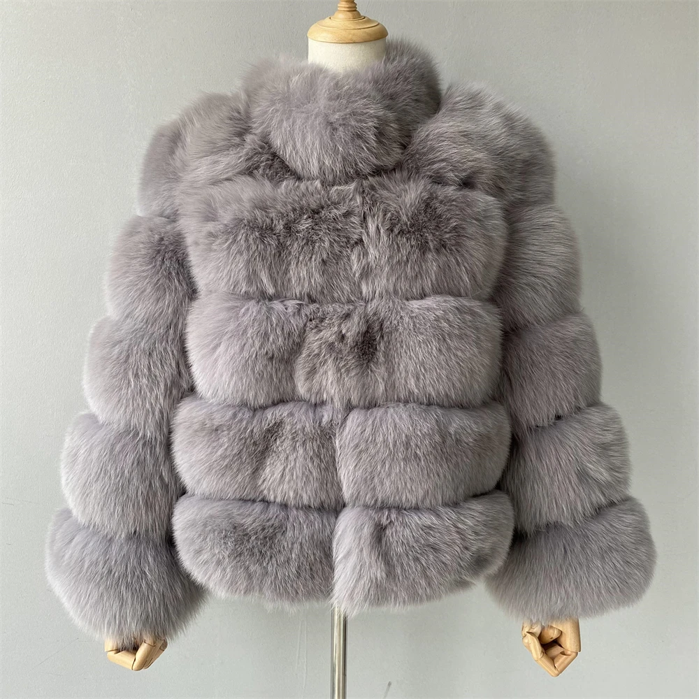 Jaxmonoy Frau Echt Fox Pelzmantel Herbst Winter Graben Warme Natürliche Pelz Jacke Damen Mode Outwear Einfarbig Luxus 2024 Neue