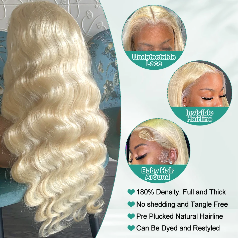 Melodie 250% HD 40 42 Inch 613 Blonde 13x6 Lace Front Human Hair Wigs Body Wave 13x4 Lace Frontal Transparent Brazilian Remy Wig