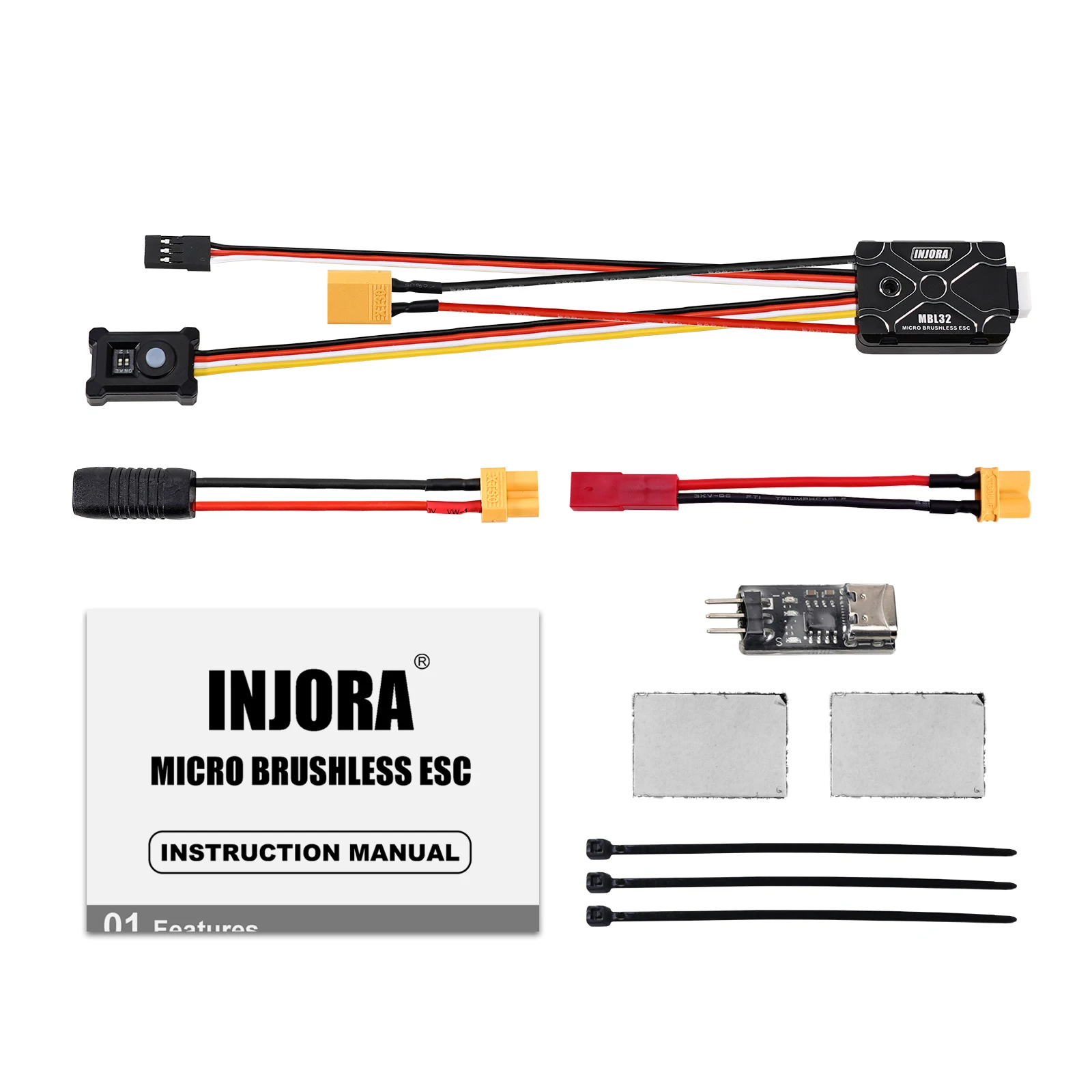 INJORA Brushless Micro MBL32 ESC for 1/18 1/24 RC Crawler TRX4M Ascent18 SCX24