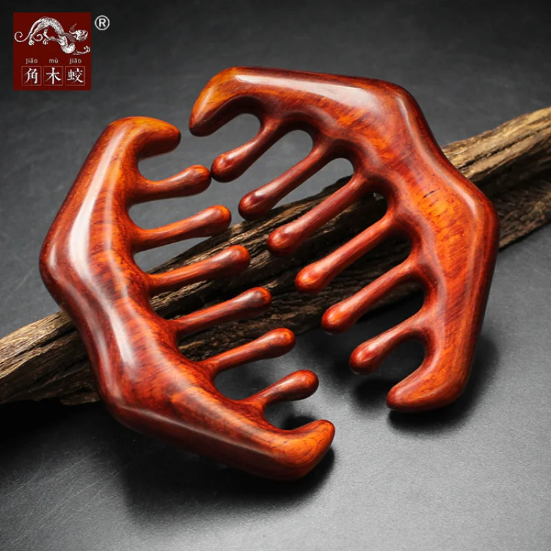 Hawthorn red rosewood , solid wood large-tooth massage comb