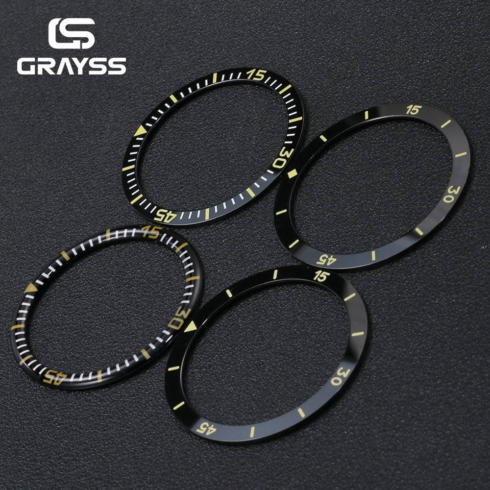 First Year Fifty Seek Series 37.8mm*31.3mm Luminous Ceramic Watch Bezel Insert Ring For 40MM Mod Retro Watch Case Replace Bezel
