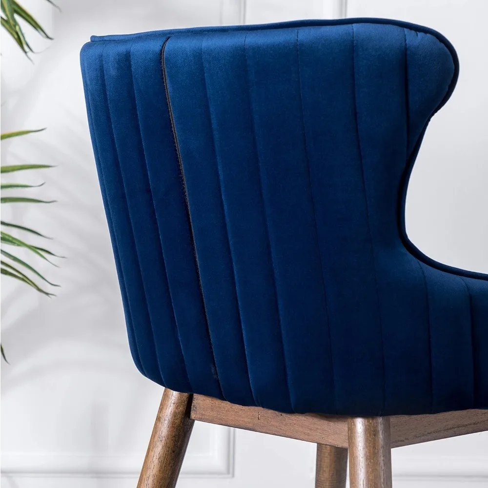 Leland Fabric Upholstered Counter Height Wingback Stools, Set Of 2, Blue