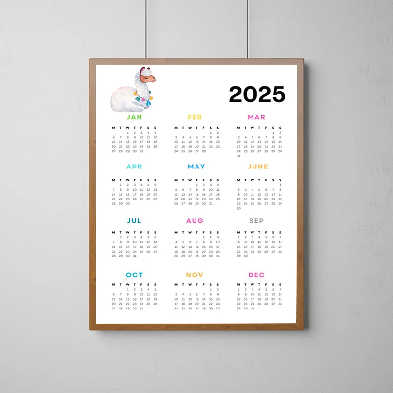 

Home Living Room Decoration Accessories 2025 New Year Calendar Poster Vintage Decorative Wall Canvases Bedroom Stuff Art Mural