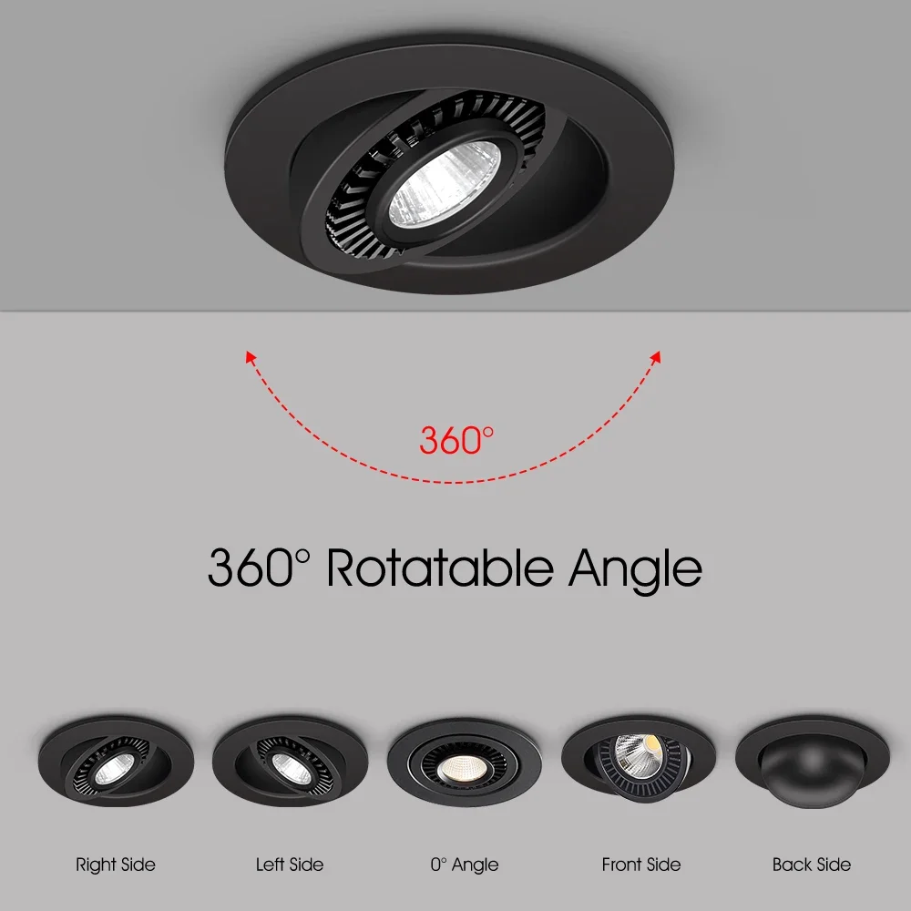 12W 10W 7W 5W LED Recessed Ceiling Spot Light LED Downlights 360 Degree Rotation Spot Lighting for Kitchen Bedroom Indoor Lamp