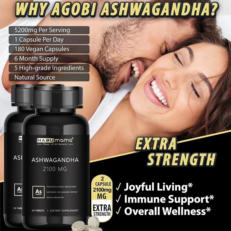 Best Ashwagandha Supplement 60 Tablets 100% Pure Non-GMo Supports Reproductive Health Natural Energizer - 2100mg Per Serving