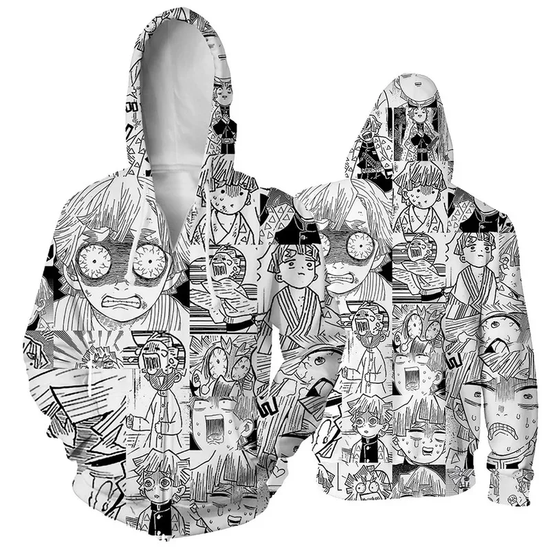 Demon Slayer Kimetsu no Yaiba Tanjirou Nezuko Zenitsu Tomioka Giyuu Cosplay Felpa con cappuccio Costume Anime Giacca Cappotto per la festa di Halloween