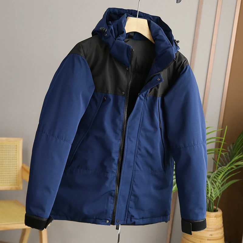 

Thiened Warmth! Waterproof Windproof Fabric! Men's Outdoor Autumn Winter Cotton Jaet Faionable Urban Sle Hooded Zipper