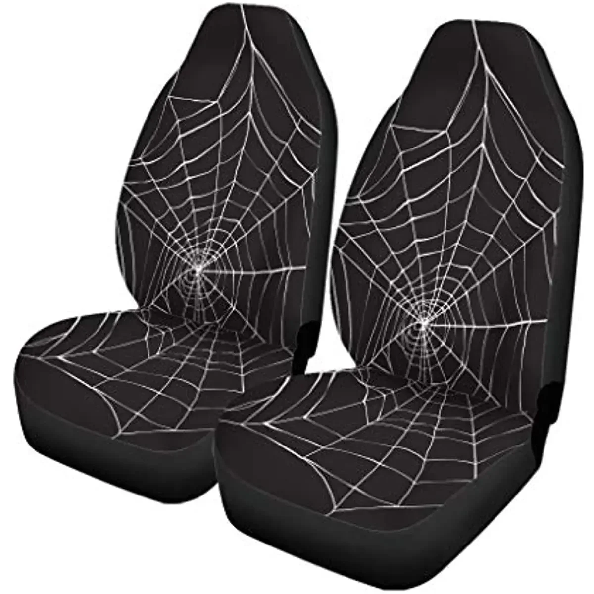 Pinbeam Car Seat Covers Halloween White Spider on Dark Spiderweb Pattern Animals Arachnid Set of 2 Auto Accessories Protectors