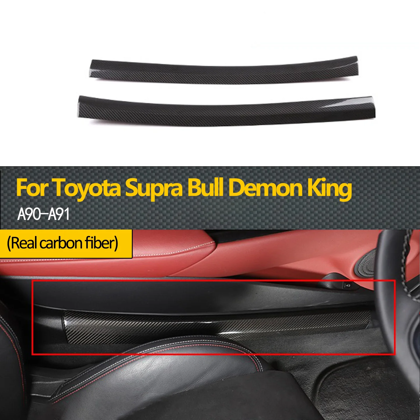 Suitable for Toyota Supra Bull Demon King A90 A91, genuine carbon fiber built-in door sill plates, welcome pedal interior modifi