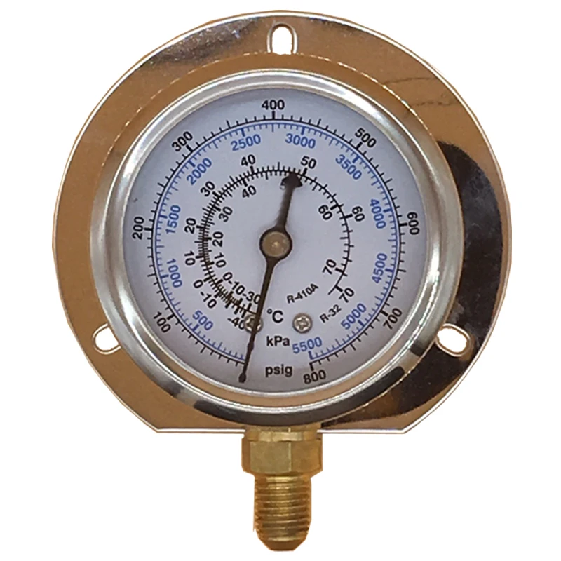 เกจวัดความดันสแตนเลส800psi รัศมีสำหรับ R410a และ R32ช่วยตรวจสอบความร้อนสูงและซับคูลในแวดวงทำความเย็น