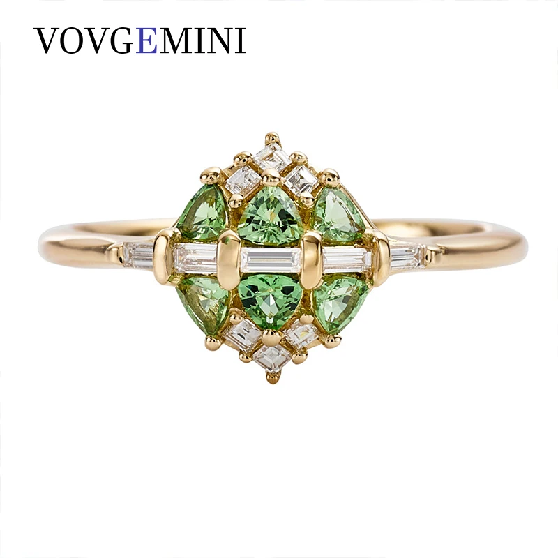 

VOVGEMINI 18k Gold Moissanite Ring 3x3mm Savorite Jewelry 585 9k Rings Beautiful Special Design Elegant Style For Woman Girls