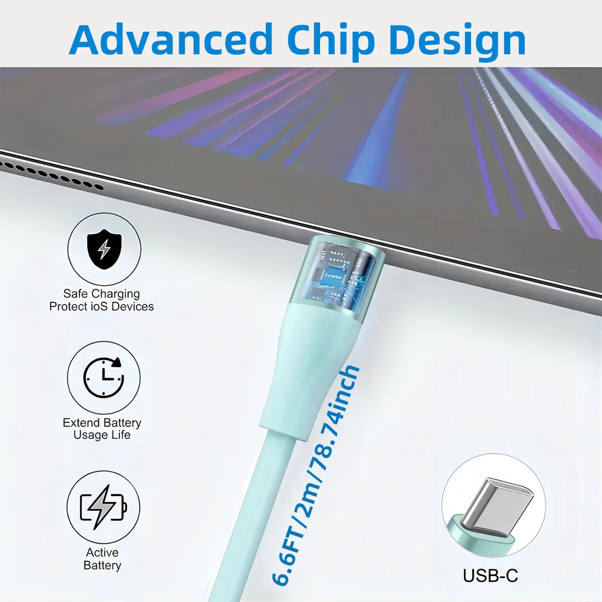 20W USB C to Type C Cable Fast Charging Power Cord for iPhone15/15Puls/15Pro/15Pro Max MacBook Pro Air/ 2020/2019/Huawei Series - náhled 5