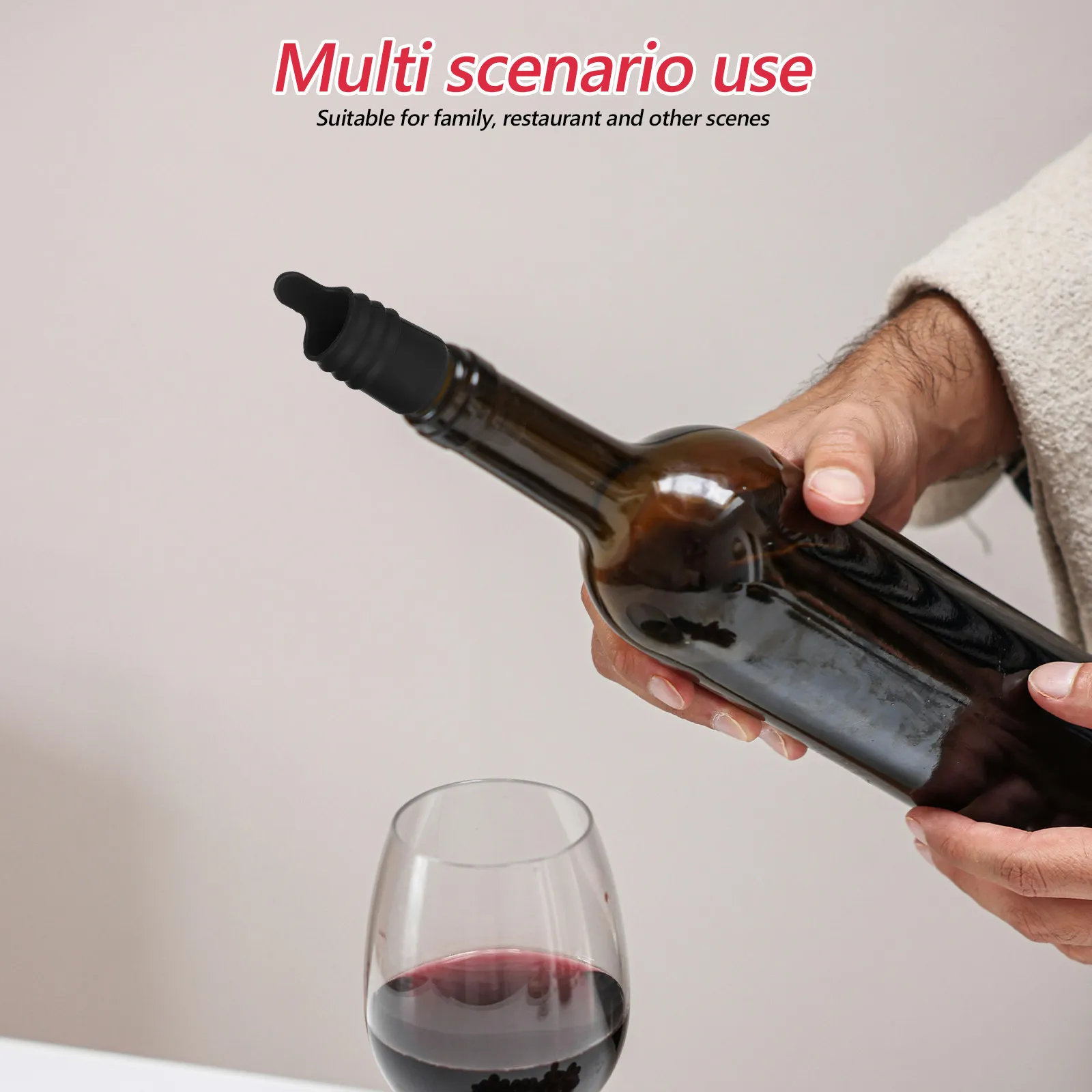 4Pcs Silicone Wine Stoppers for Glass Bottles Airtight Freshness Leakproof Cork Alternative for Wine Beer Soda Bottle