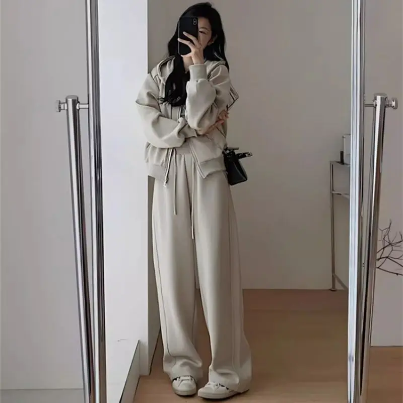 Sports Suit Women's Korean Version Loose Fit Slimming Fashion Internet Celebrity Hoodie Casual Pants Two-piece Set