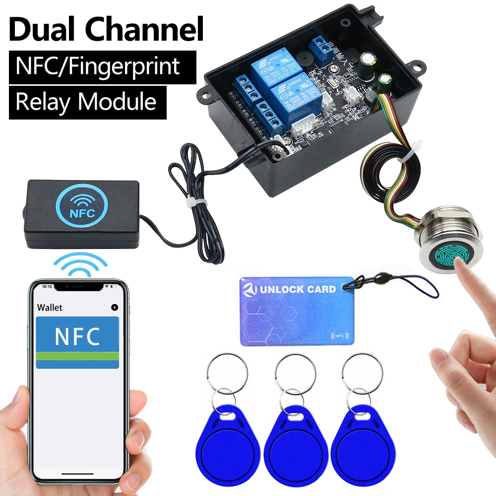 modulo de controle dual channel fingerprint para o telefone movel nfc rele controlador de acesso a cartao ic chave do carro faca voce mesmo desbloquear interruptor 01