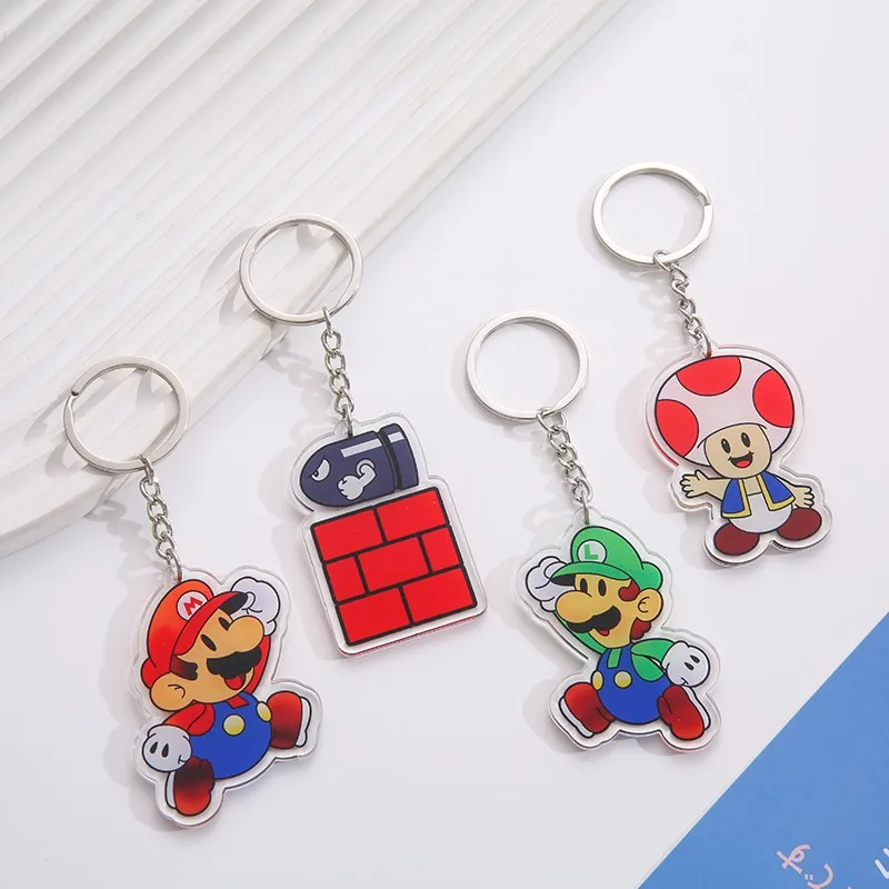 Anime Mario Acrylic keychain accessaries Cartoon Bag Pendant Gift cute bag charm Keyring Friends Fans Gifts