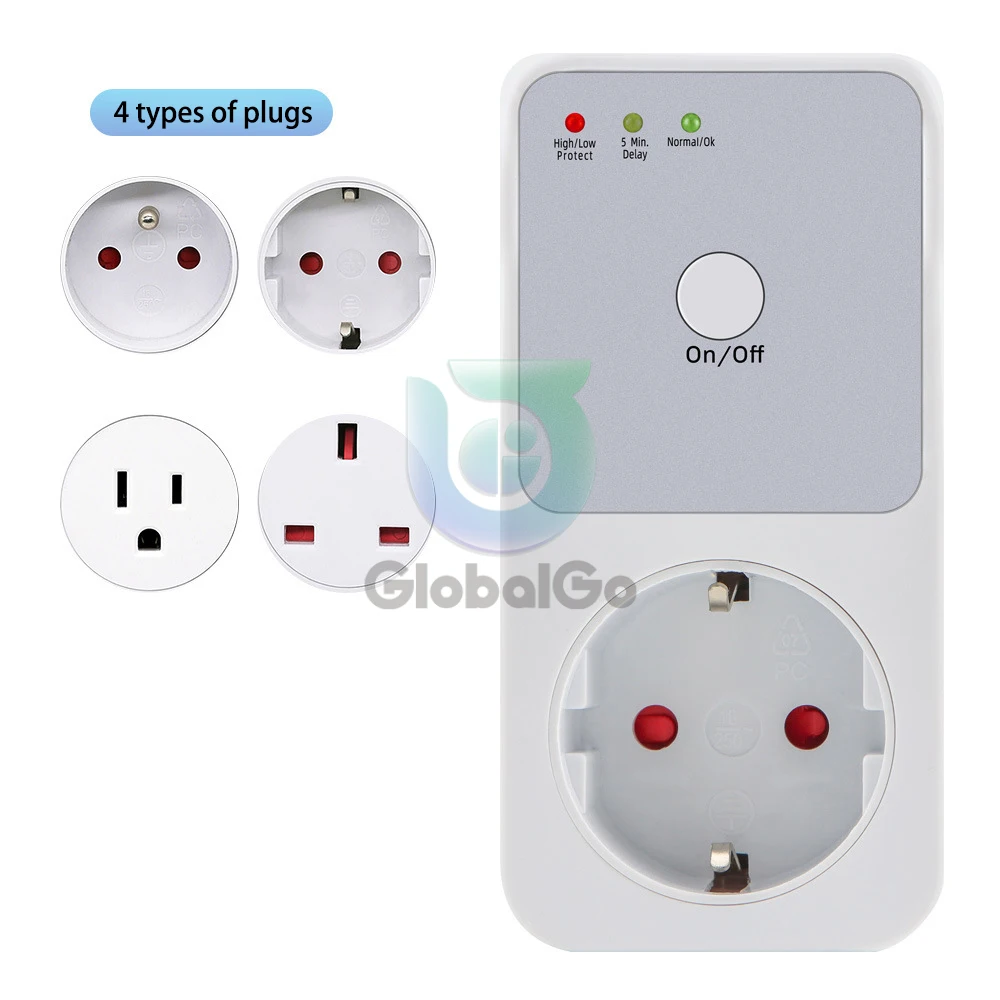 AC 220V Automatic Voltage Protector Socket Switcher Power Surge Safe Protector EU Plug Socket Voltage Safe Refrigerator Protect