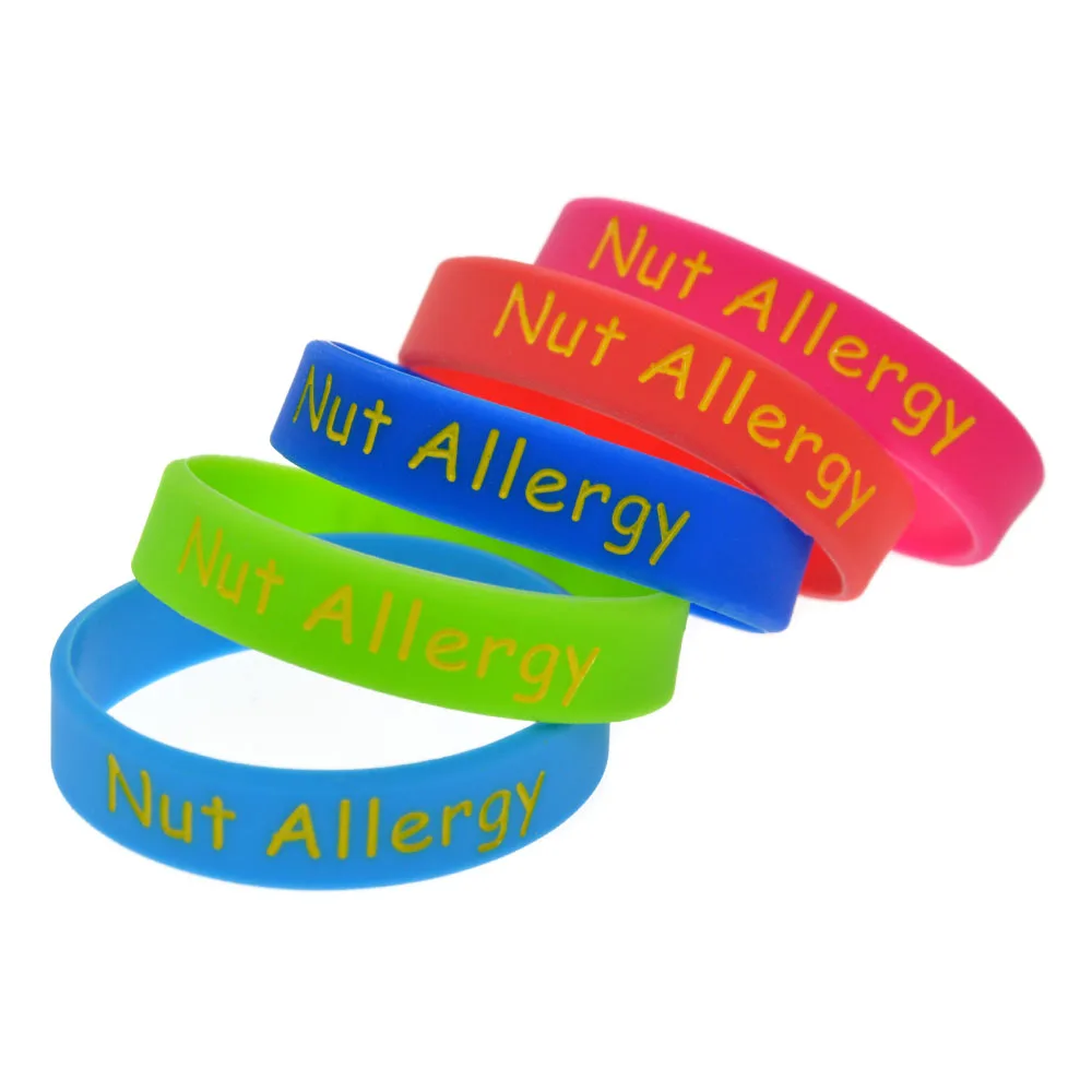 

50 Pcs Alert Nut Allergy Silicone Bracelet children Rubber Wristband Protect Your Kids at Any Time